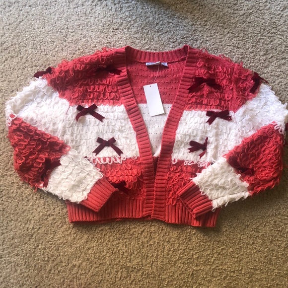 Last Chance - Red Holiday Cardigan NWT 🎀 - Picture 2 of 5